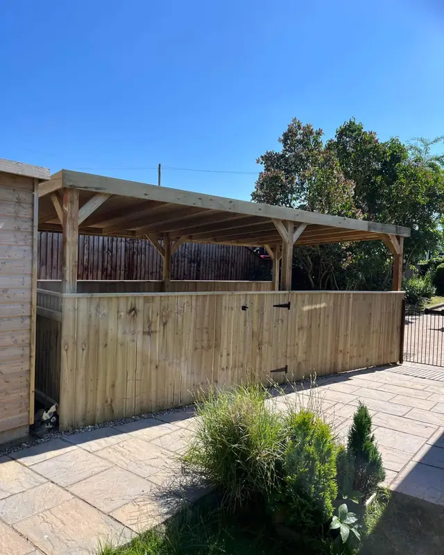 Covered pergola with closeboard sides